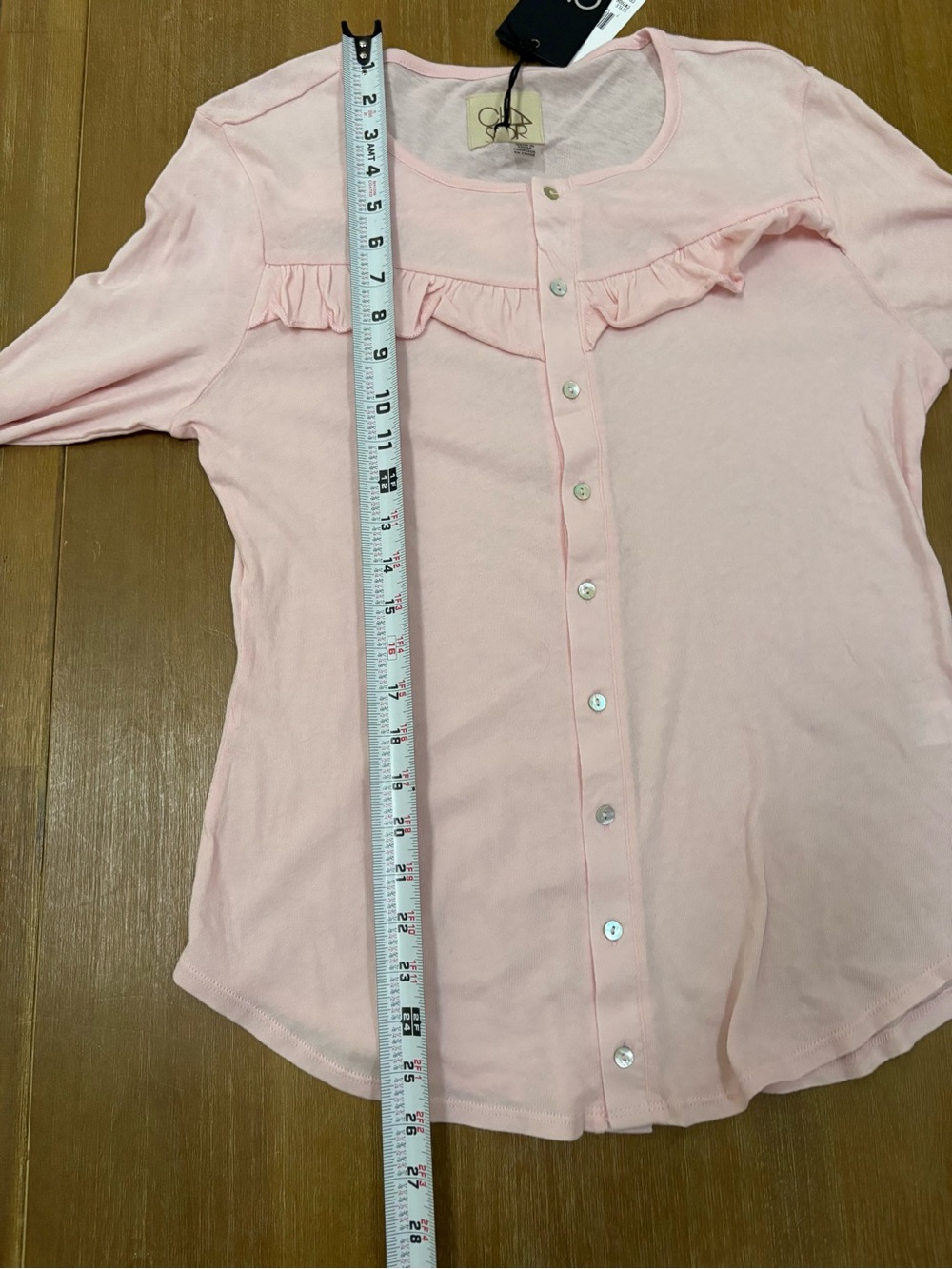 Chaser Pale Pink Ruffle Button-Down Top - Picture 12 of 12